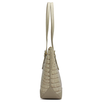 Medium Croco Leather Tote - Frost