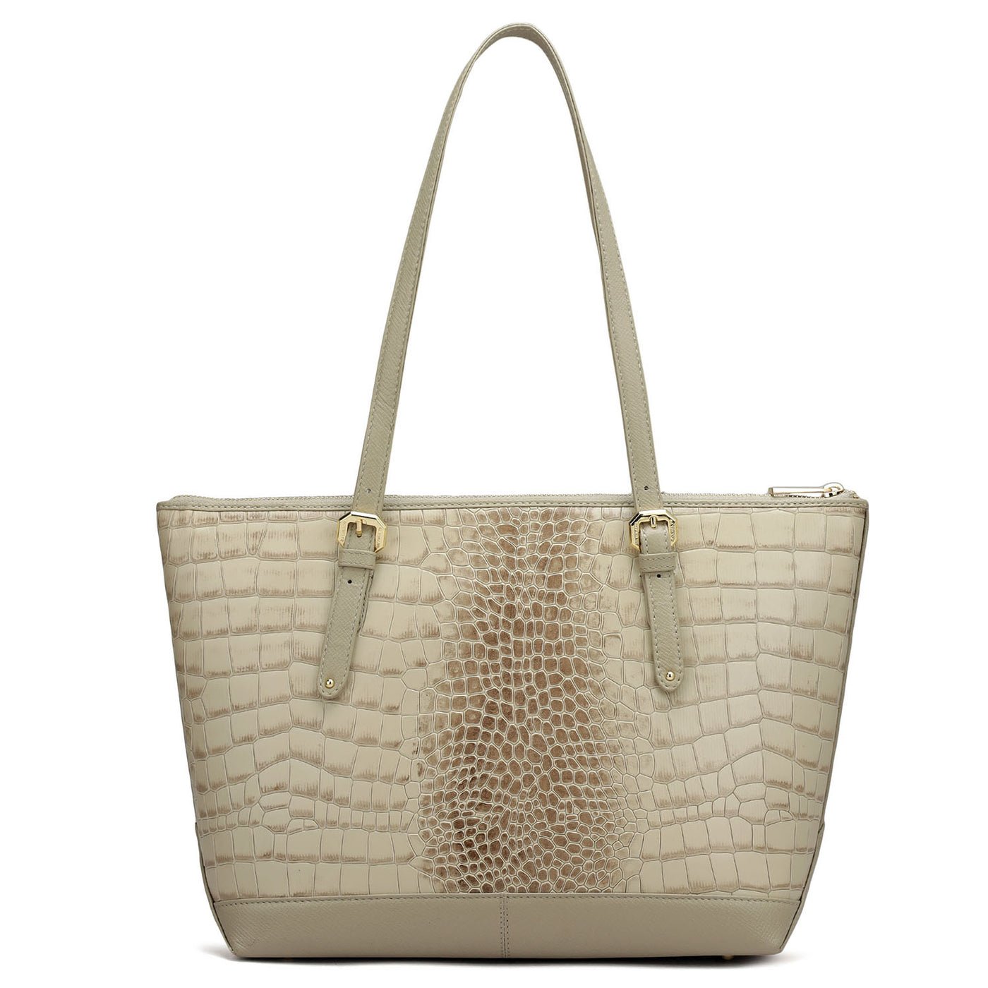 Medium Croco Leather Tote - Frost