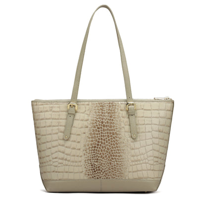 Medium Croco Leather Tote - Frost