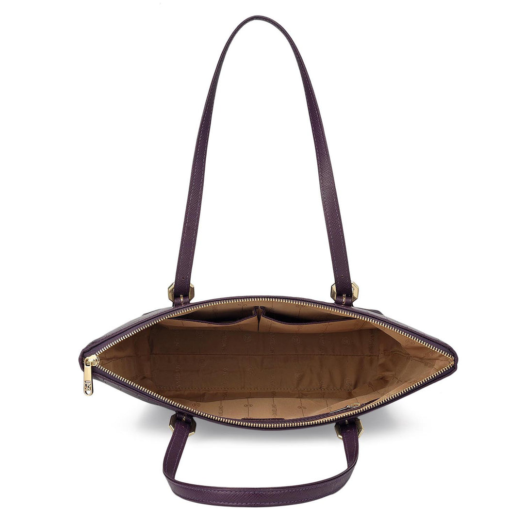 Medium Croco Leather Tote - Grapevine