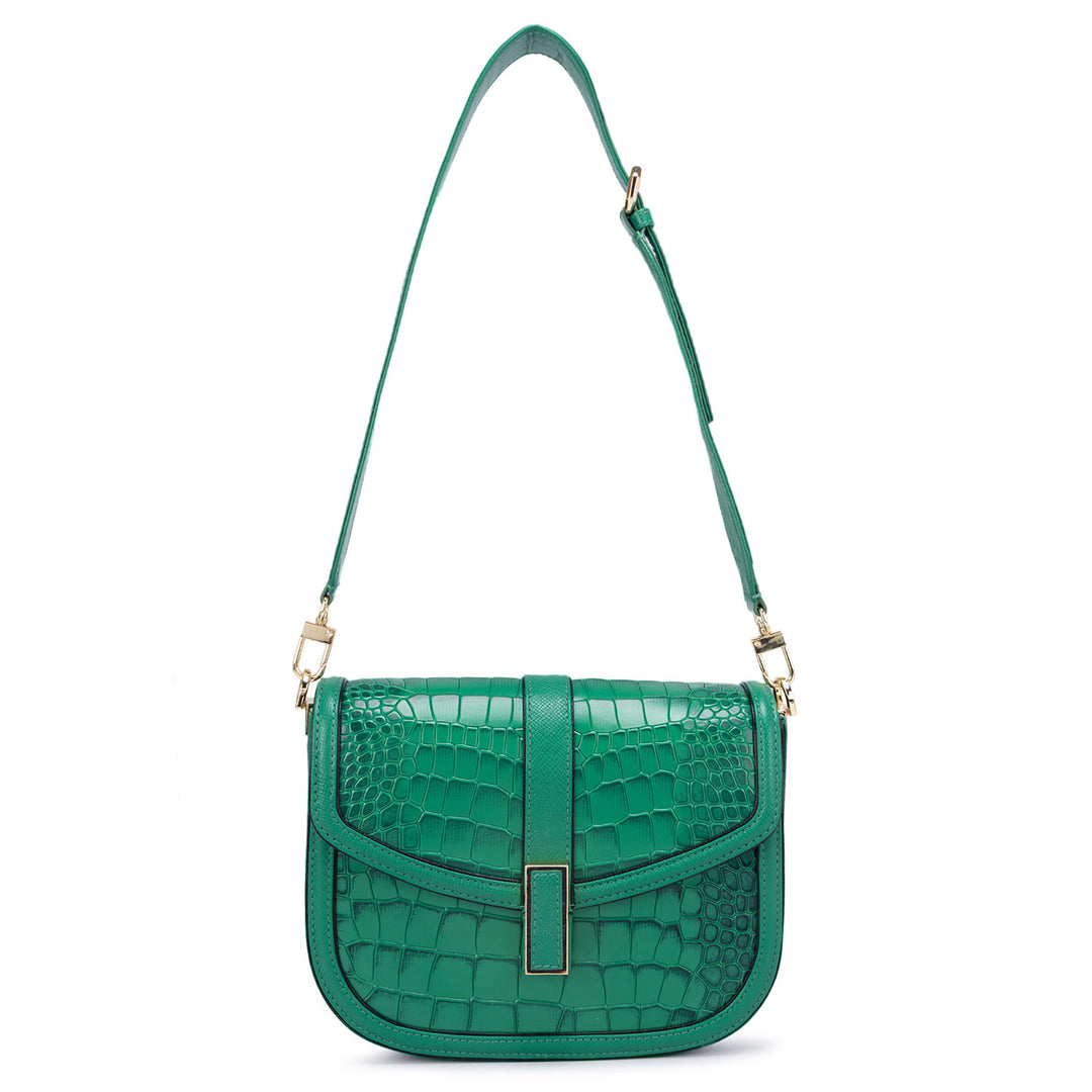 Small Croco Leather Sling - Sea Weed