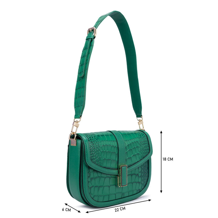 Small Croco Leather Sling - Sea Weed