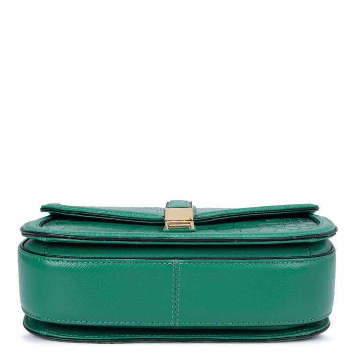 Small Croco Leather Sling - Sea Weed