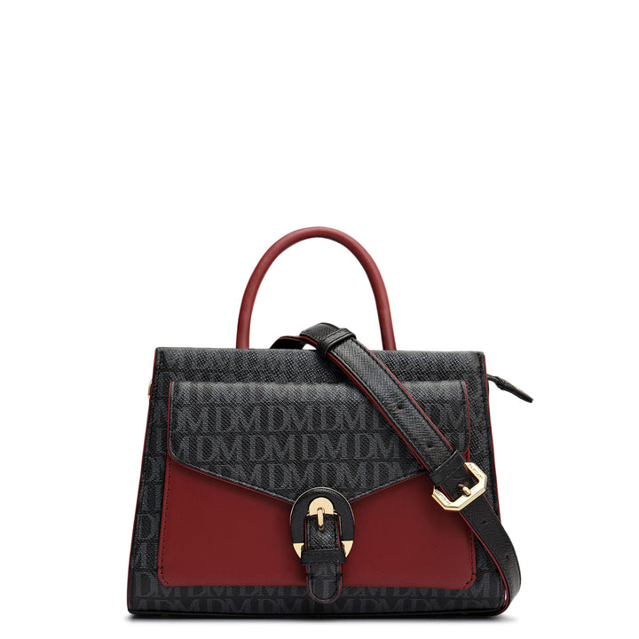 Small Monogram Plain Leather Satchel - Black