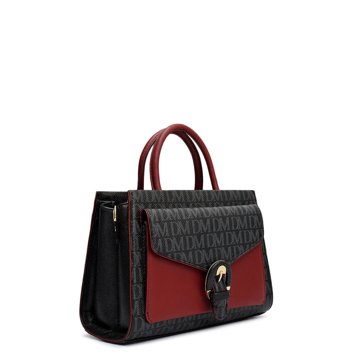 Small Monogram Plain Leather Satchel - Black