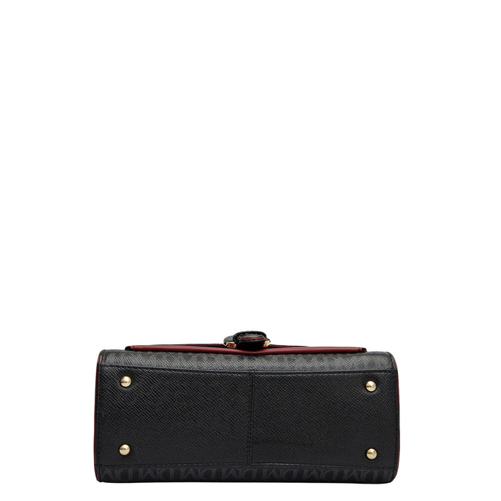 Small Monogram Plain Leather Satchel - Black
