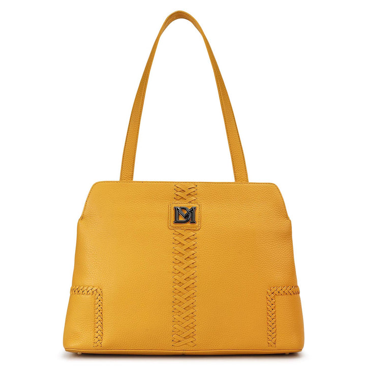 Medium Wax Leather Satchel - Mimosa