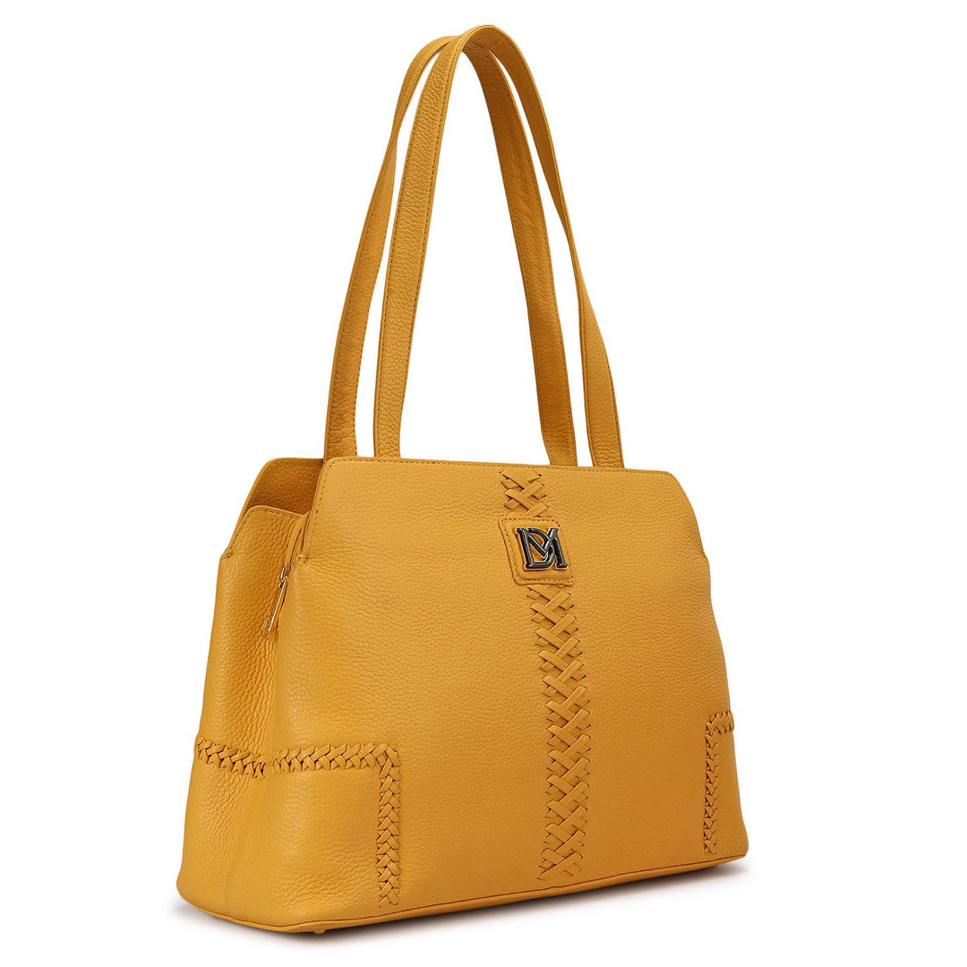 Medium Wax Leather Satchel - Mimosa