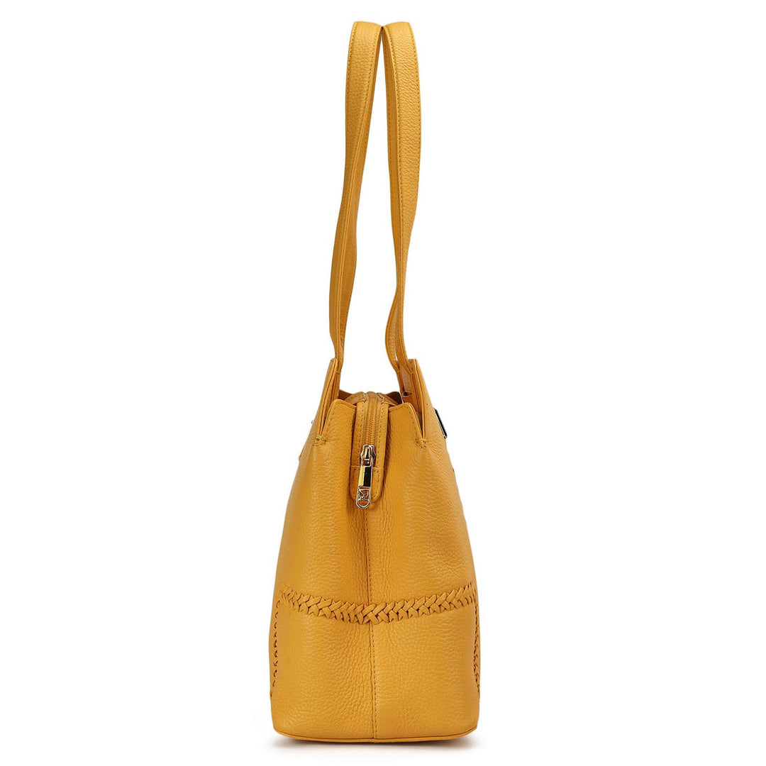 Medium Wax Leather Satchel - Mimosa