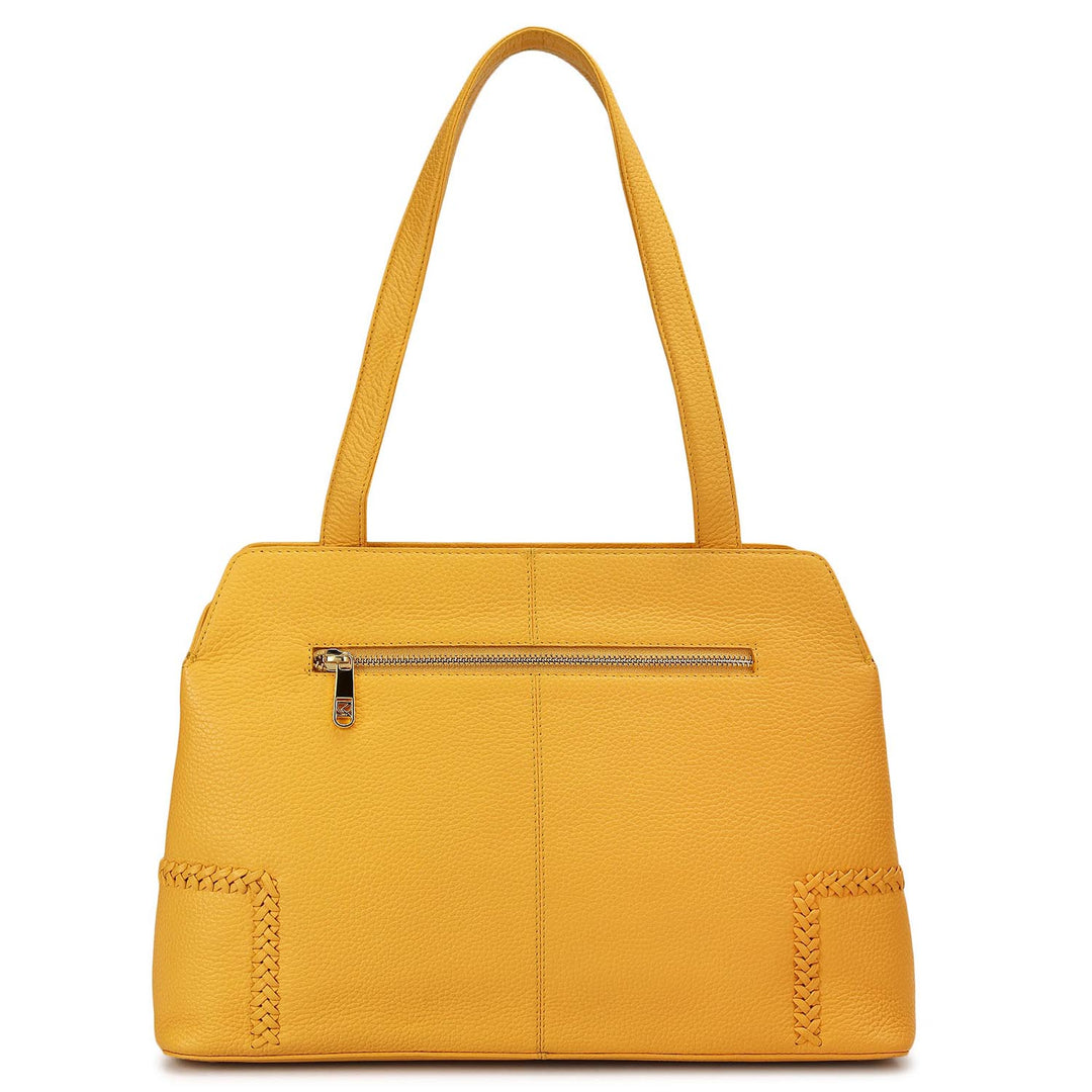 Medium Wax Leather Satchel - Mimosa