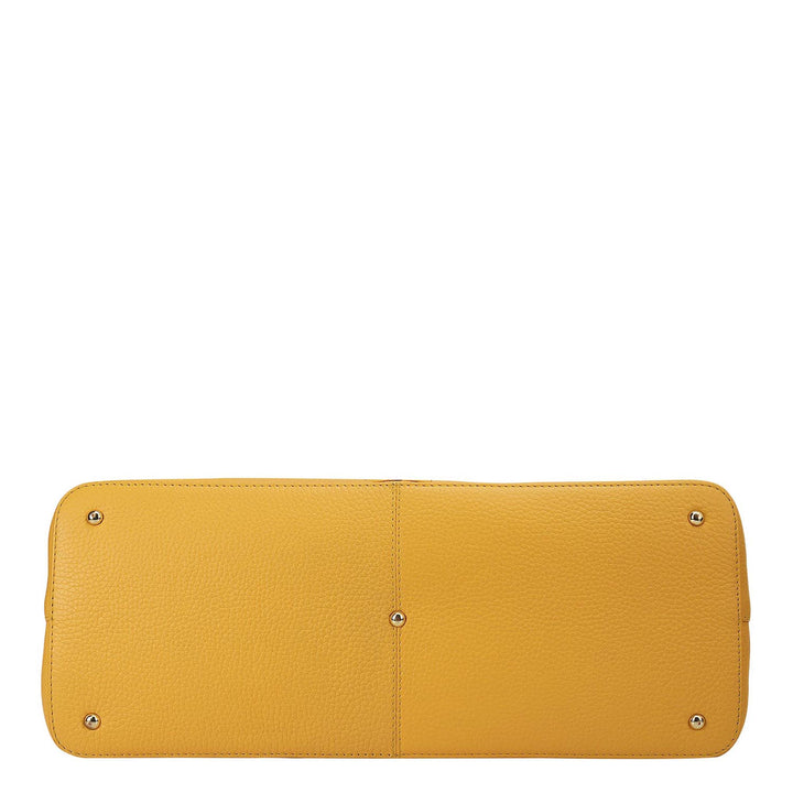 Medium Wax Leather Satchel - Mimosa