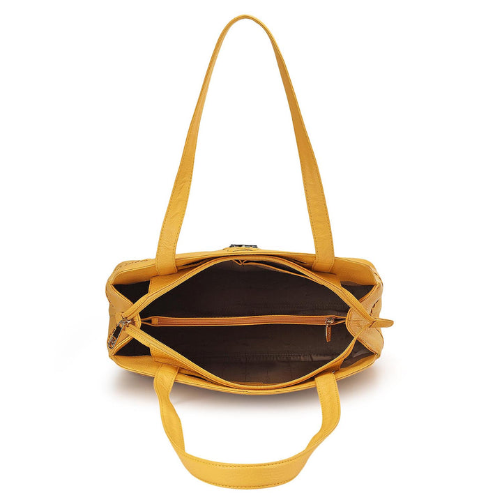 Medium Wax Leather Satchel - Mimosa