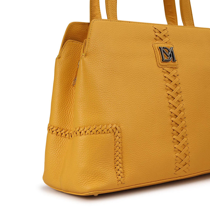 Medium Wax Leather Satchel - Mimosa