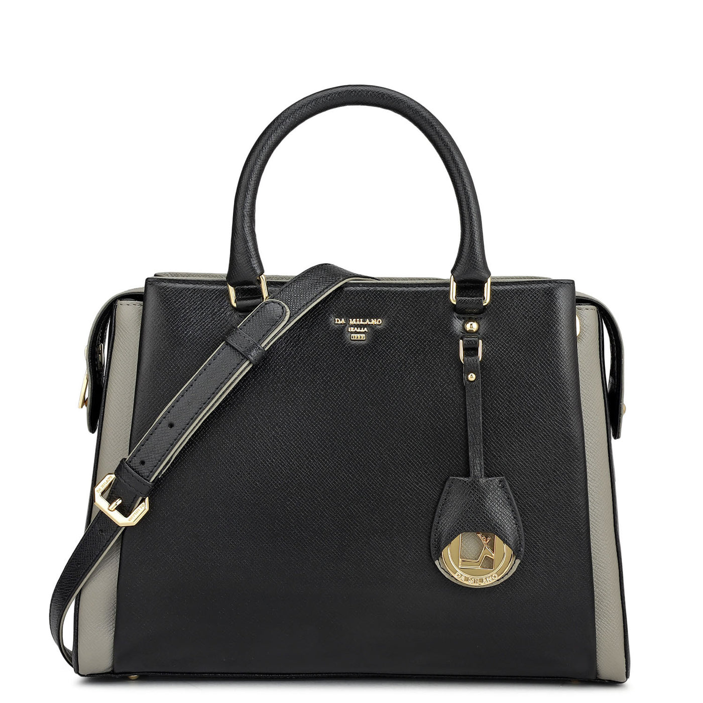 Medium Franzy Leather Satchel - Black