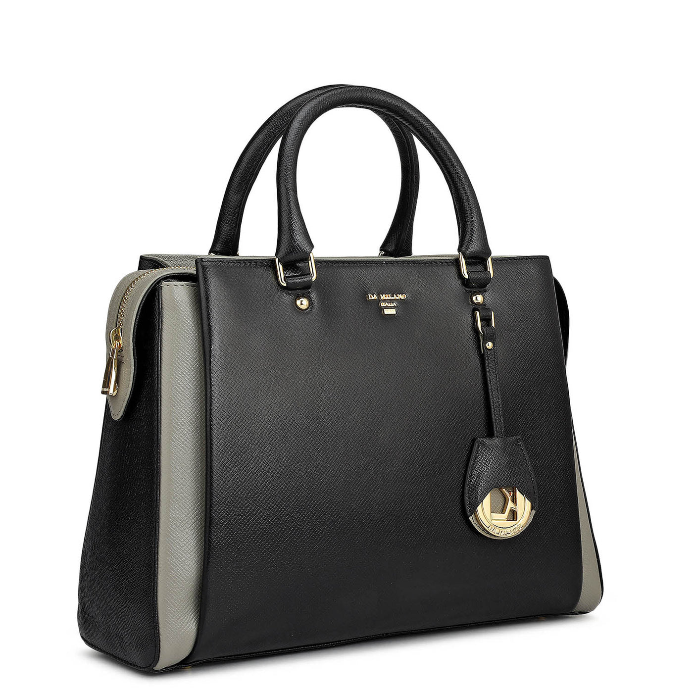 Medium Franzy Leather Satchel - Black
