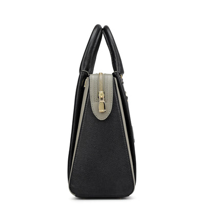 Medium Franzy Leather Satchel - Black
