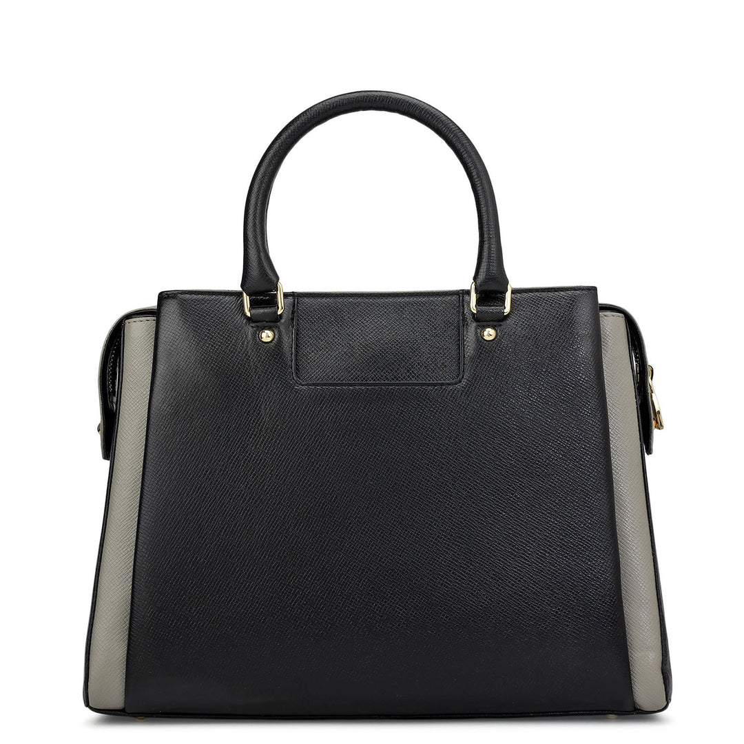 Medium Franzy Leather Satchel - Black