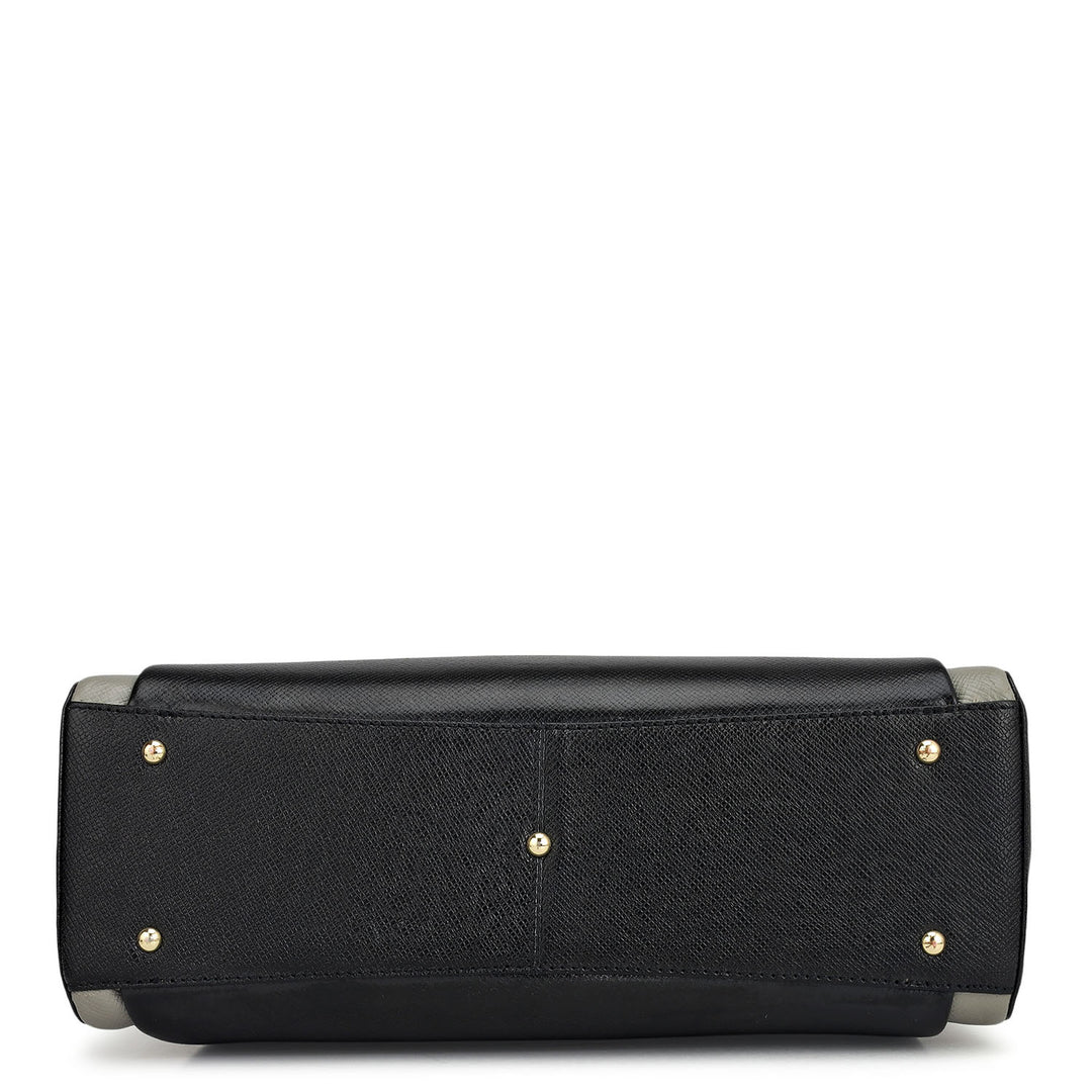 Medium Franzy Leather Satchel - Black