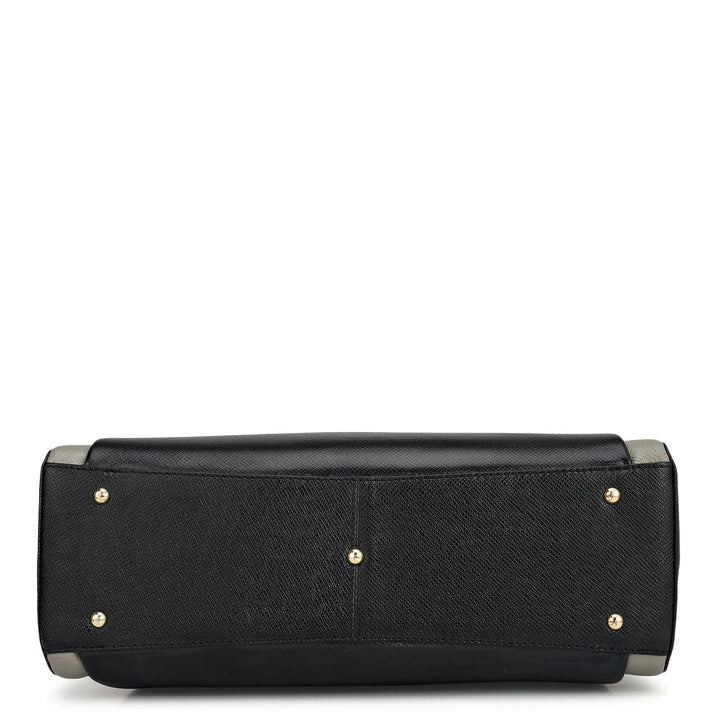 Medium Franzy Leather Satchel - Black