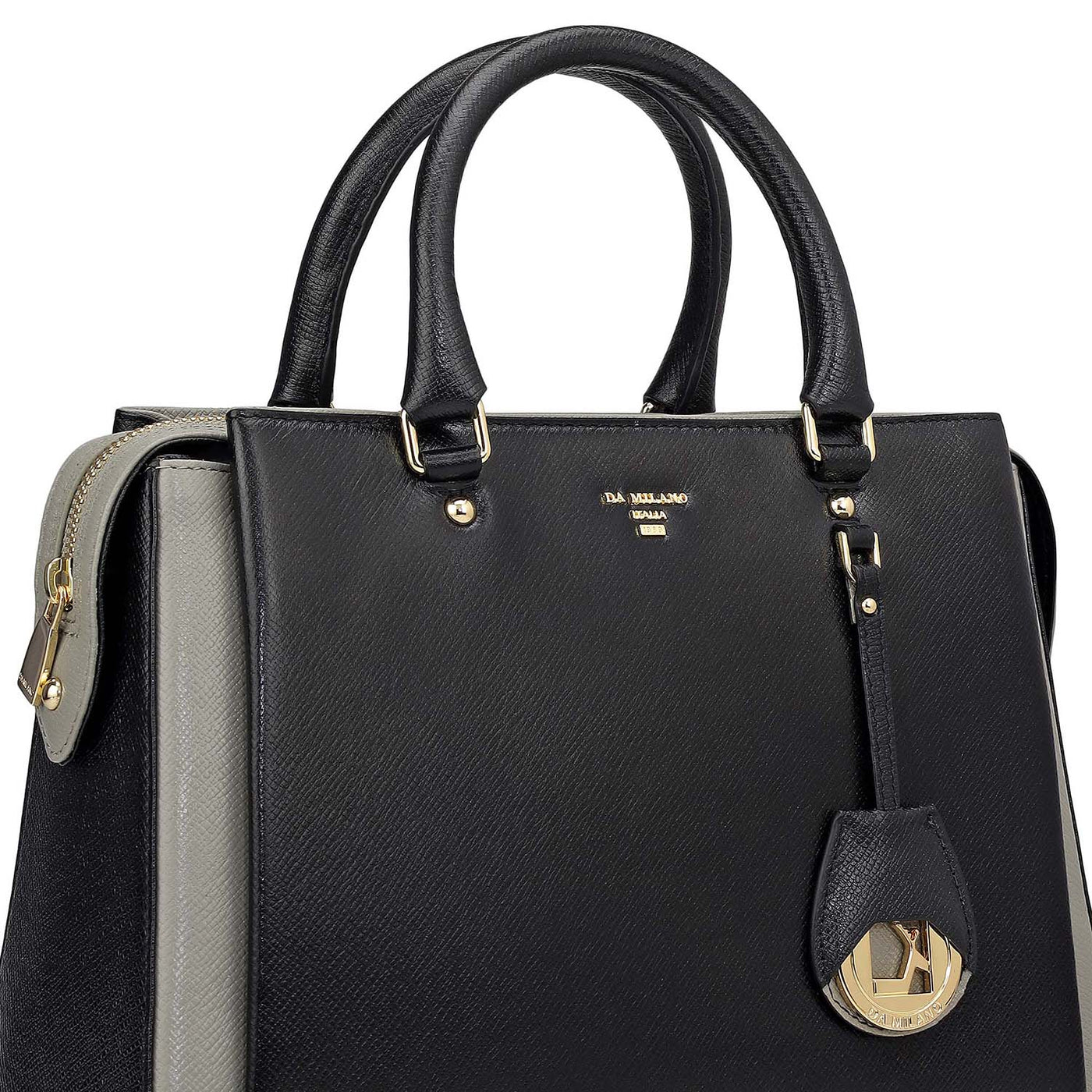 Medium Franzy Leather Satchel - Black