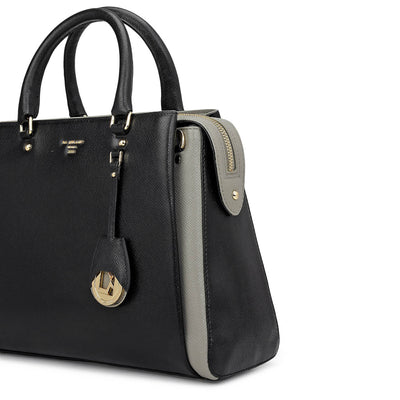 Medium Franzy Leather Satchel - Black