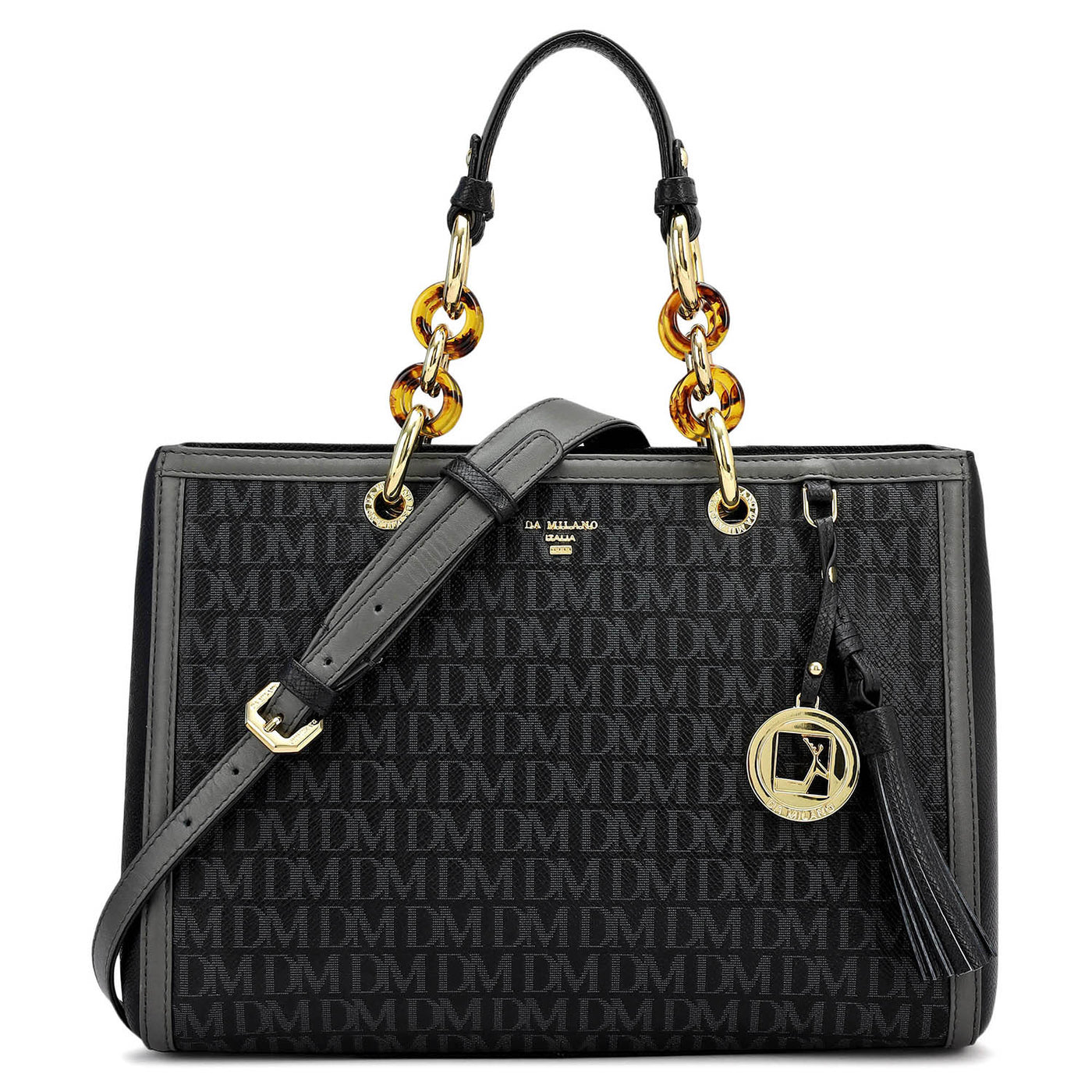 Medium Monogram Franzy Leather Satchel - Black