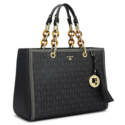 Medium Monogram Franzy Leather Satchel - Black
