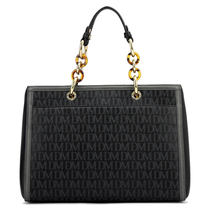 Medium Monogram Franzy Leather Satchel - Black