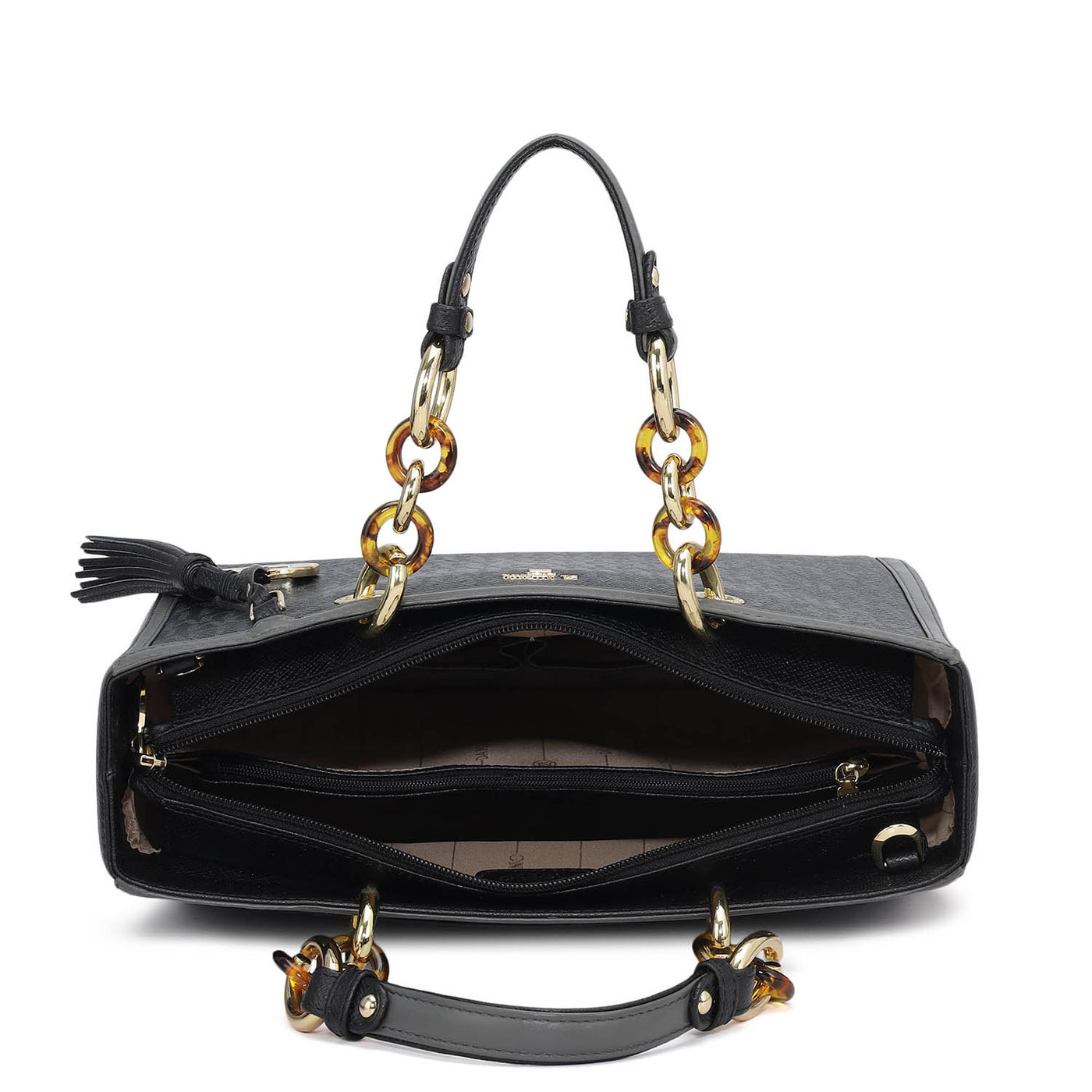 Medium Monogram Franzy Leather Satchel - Black