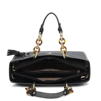 Medium Monogram Franzy Leather Satchel - Black