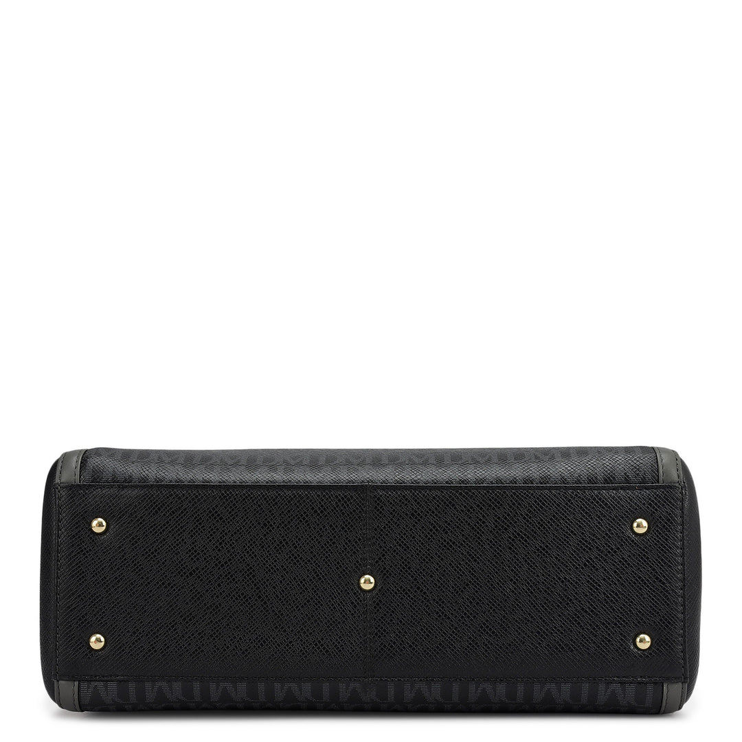 Medium Monogram Franzy Leather Satchel - Black