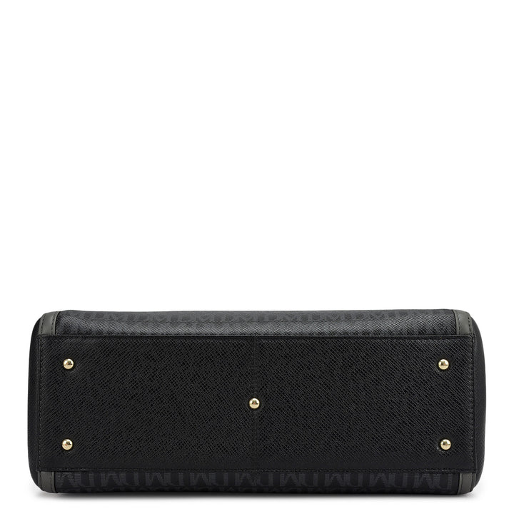 Medium Monogram Franzy Leather Satchel - Black