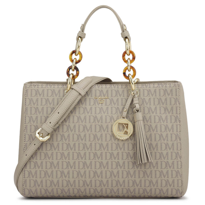 Medium Monogram Franzy Leather Satchel - Chalk