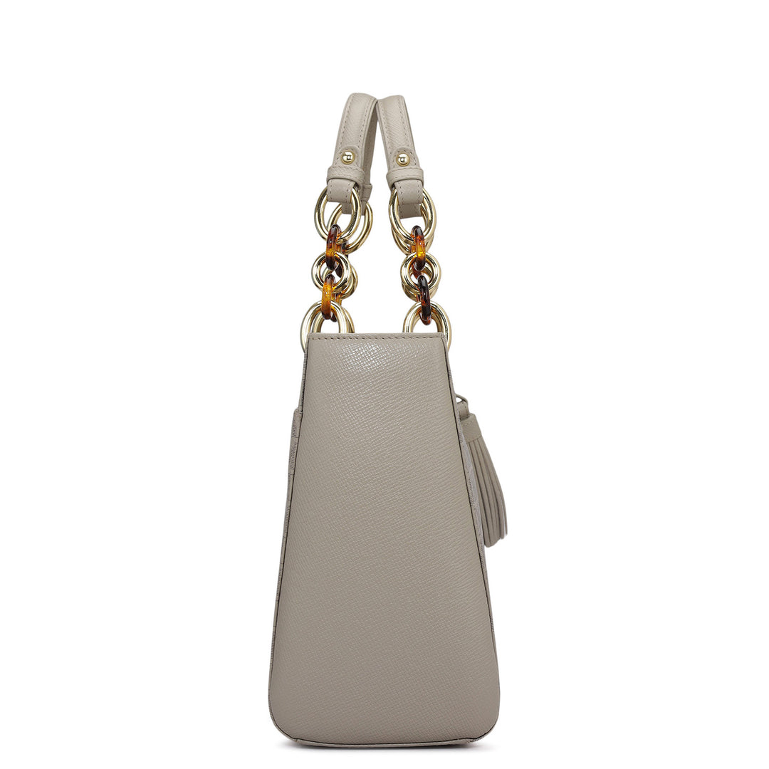 Medium Monogram Franzy Leather Satchel - Chalk