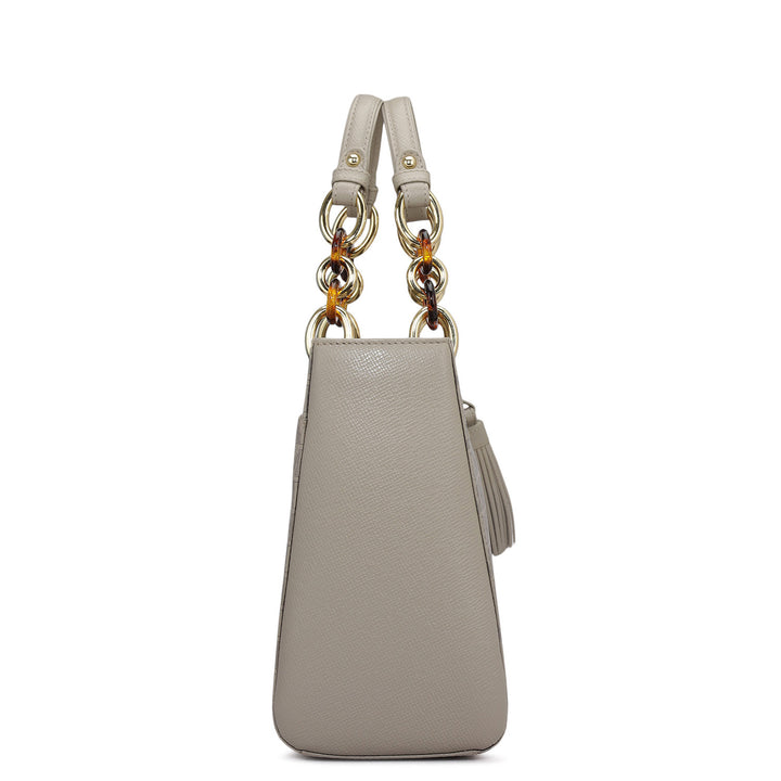 Medium Monogram Franzy Leather Satchel - Chalk