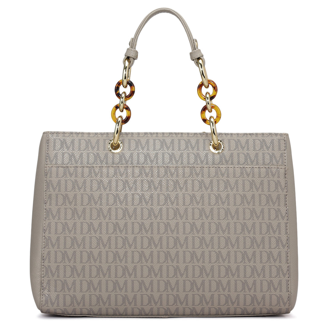 Medium Monogram Franzy Leather Satchel - Chalk