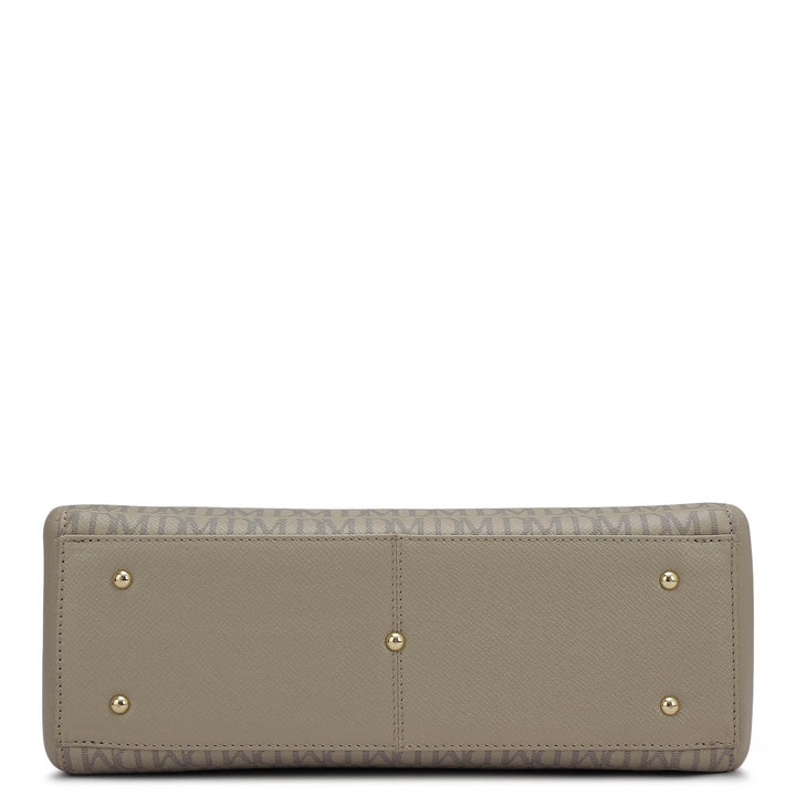 Medium Monogram Franzy Leather Satchel - Chalk