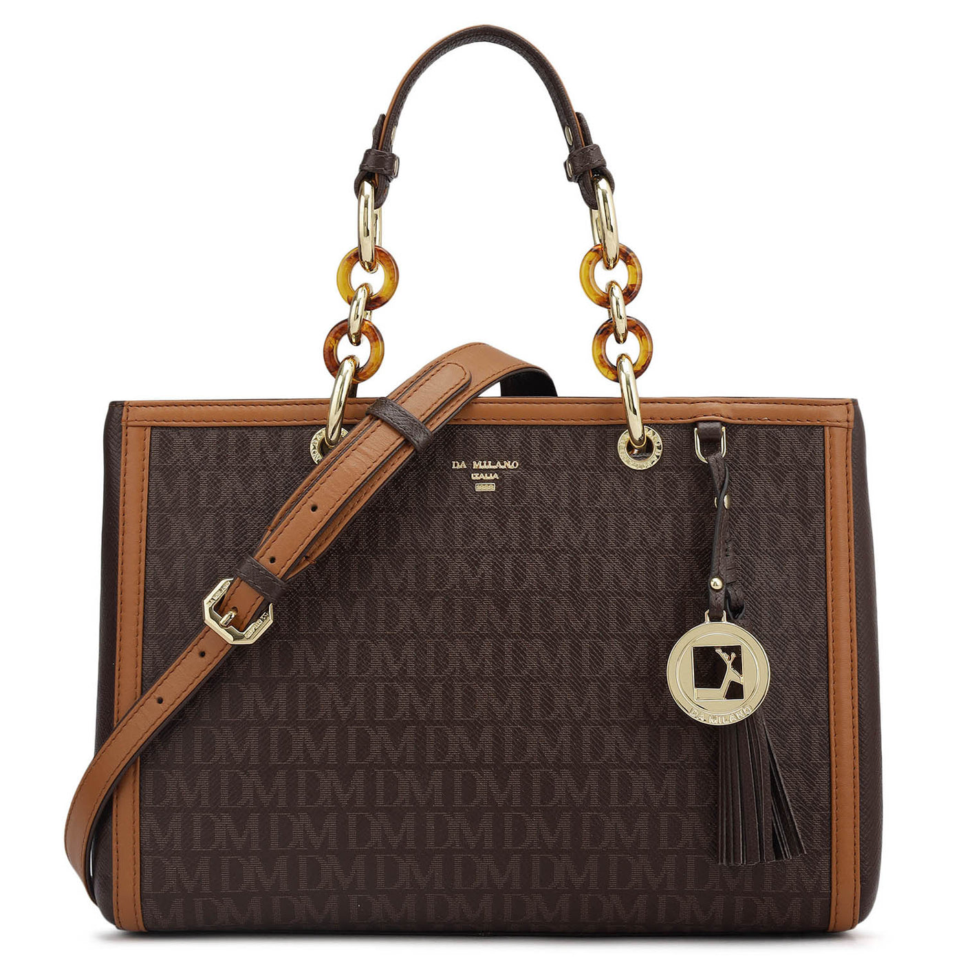 Medium Monogram Franzy Leather Satchel - Chocolate