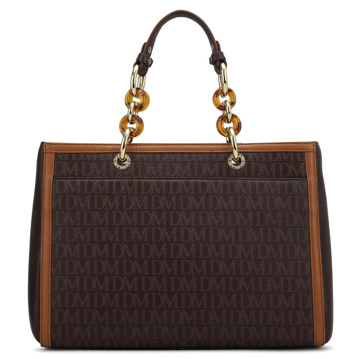 Medium Monogram Franzy Leather Satchel - Chocolate