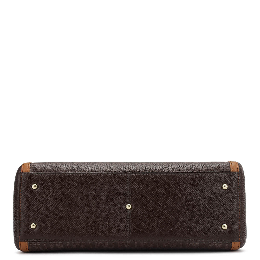 Medium Monogram Franzy Leather Satchel - Chocolate