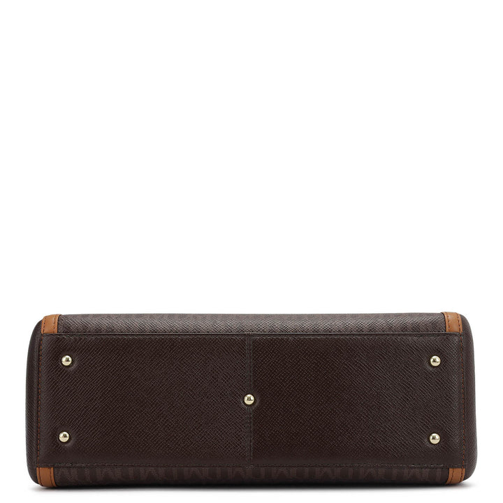Medium Monogram Franzy Leather Satchel - Chocolate