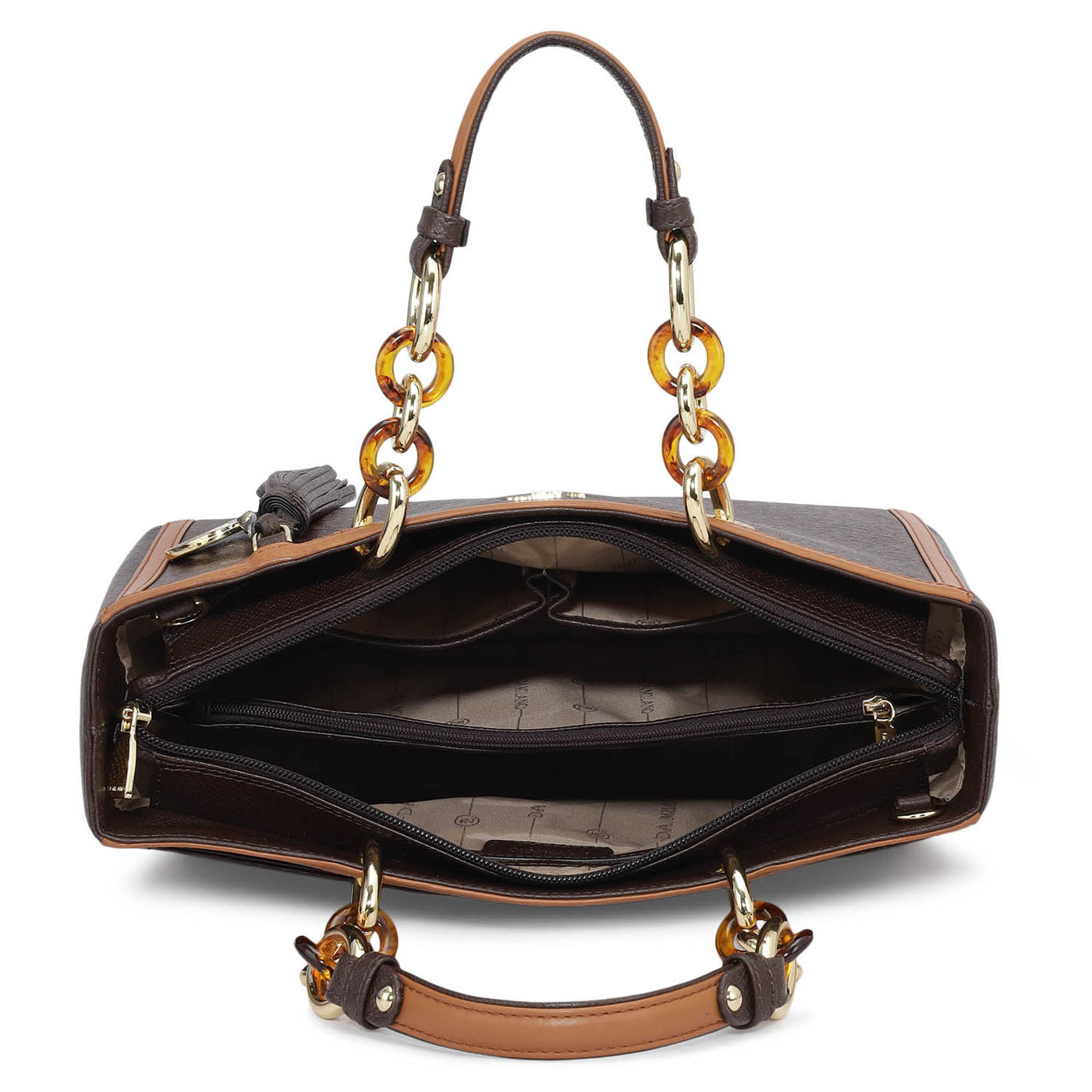 Medium Monogram Franzy Leather Satchel - Chocolate