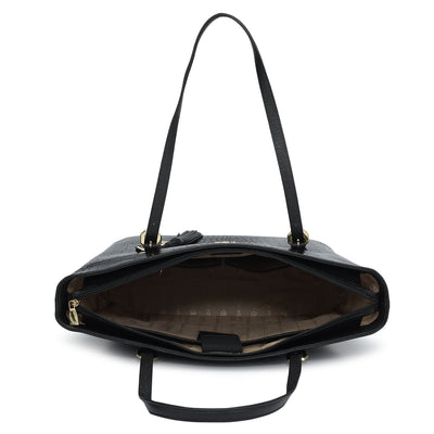 Large Croco Leather Tote - Black