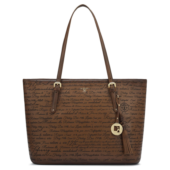 Large Signato Leather Tote - Cognac