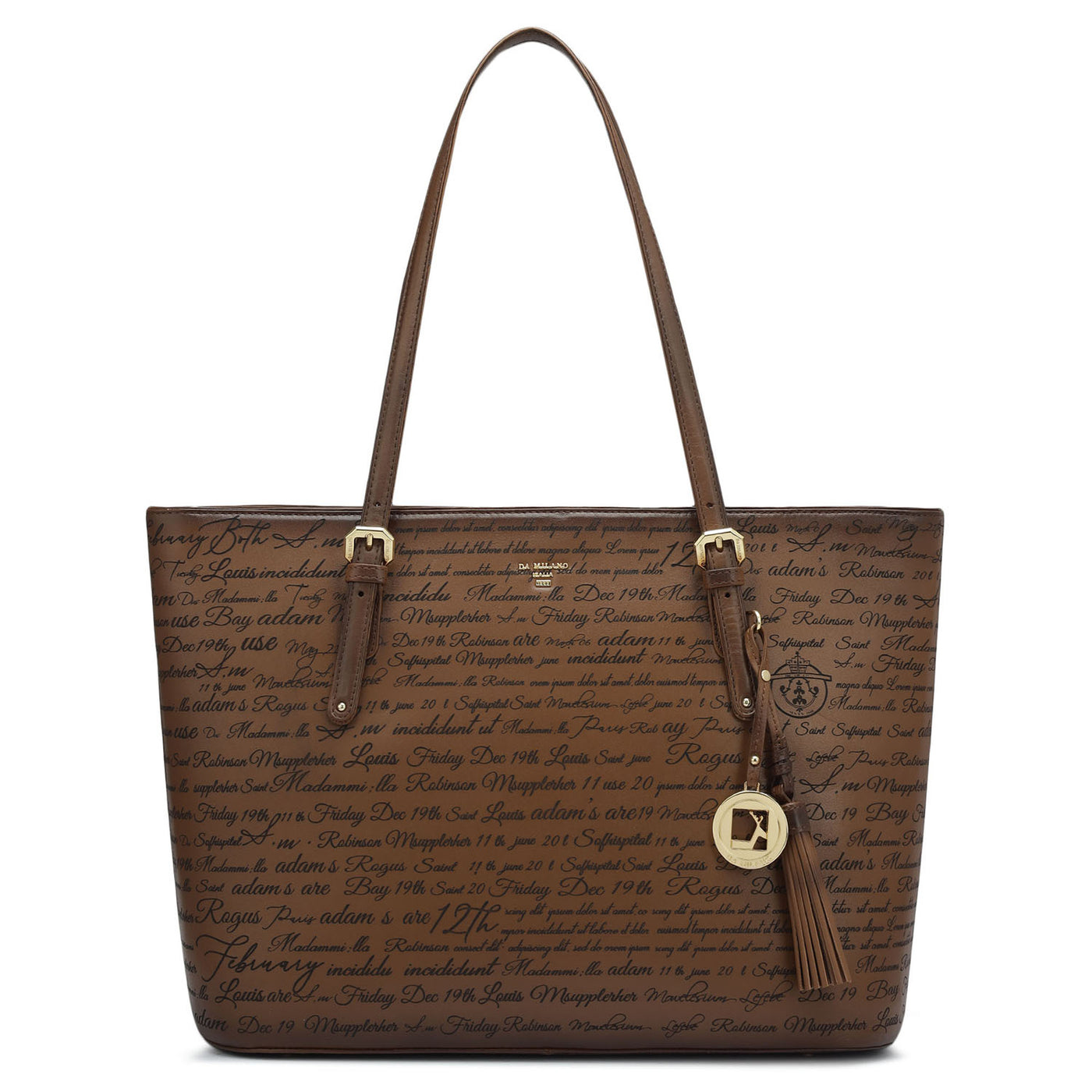 Large Signato Leather Tote - Cognac