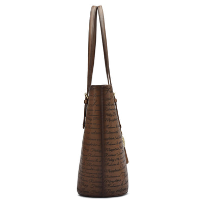 Large Signato Leather Tote - Cognac