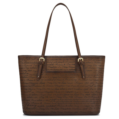 Large Signato Leather Tote - Cognac