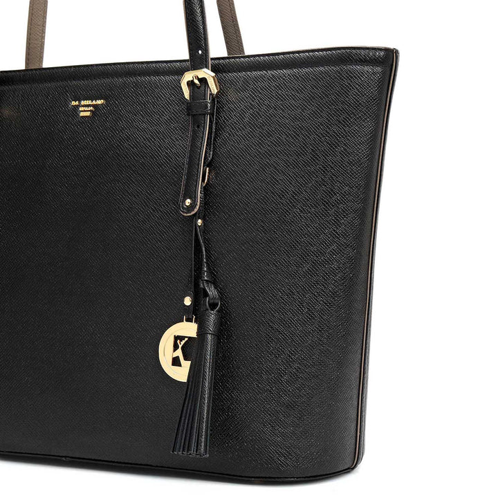 Large Franzy Leather Tote - Black