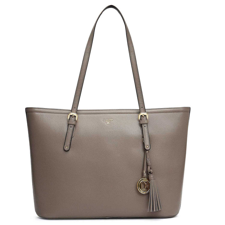 Large Franzy Leather Tote - Smoke Grey