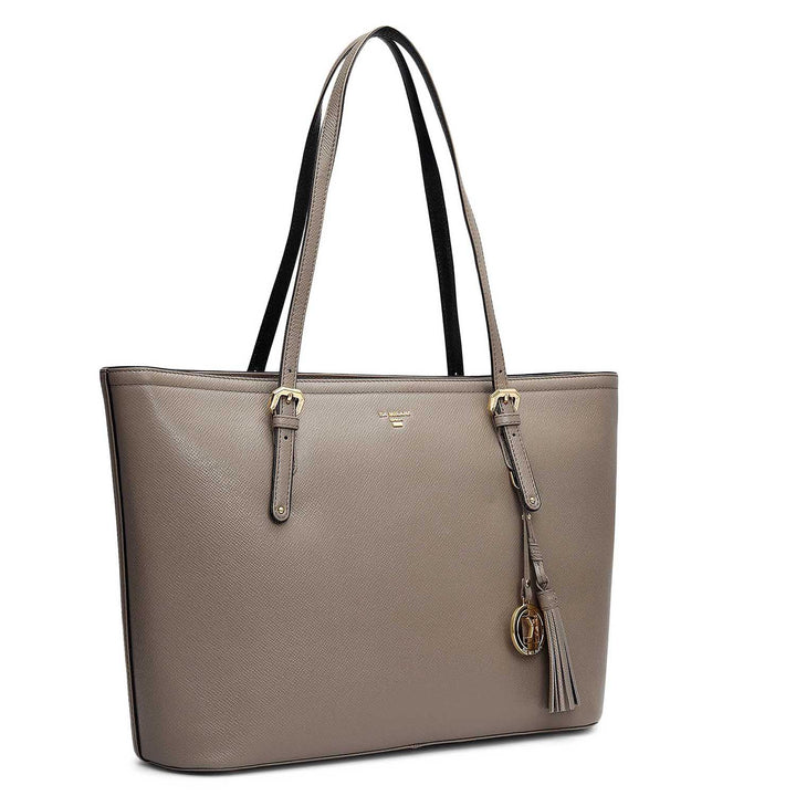 Large Franzy Leather Tote - Smoke Grey